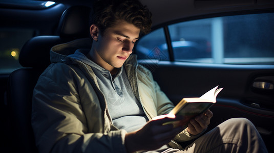 汽车阅读灯车内阅读的男人背景