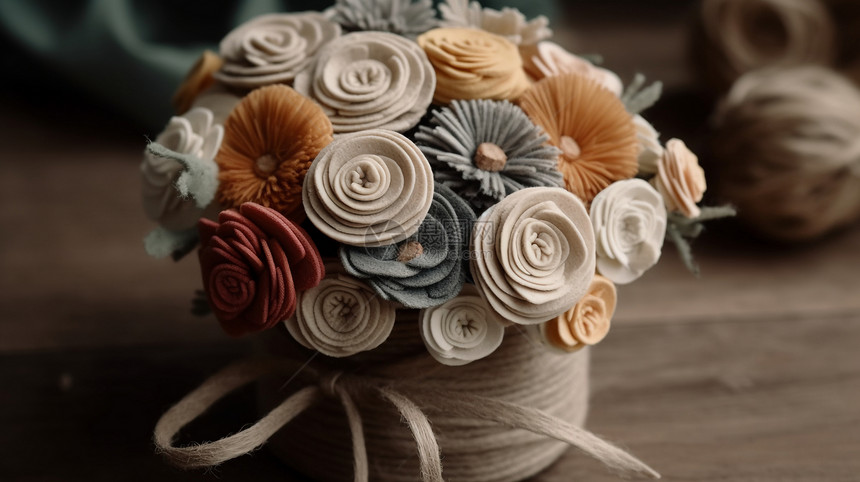 漂亮的羊毛毡花束图片