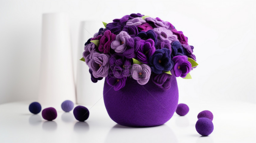 紫色的羊毛毡花束图片
