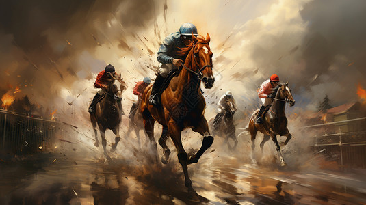 赛马的艺术海报背景图片