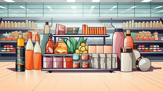 超市内的货物背景图片