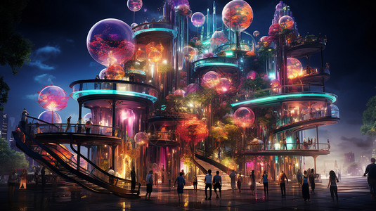建设的科幻商场背景图片