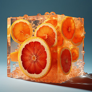 冰爽的水果冰块图片