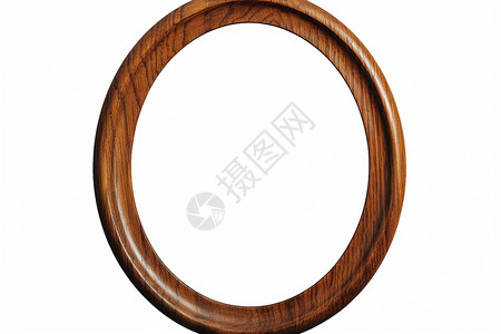 棕色木质圆环棕色的圆形实木相框背景