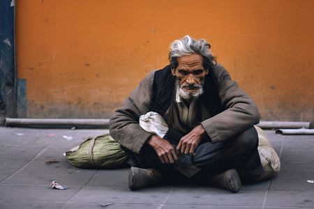 城市街道上的乞丐图片
