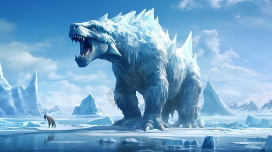 巨大的冰恐龙图片
