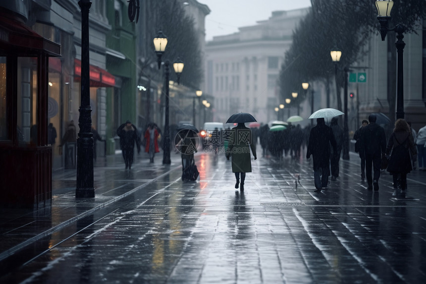 大雨过后的城市街景图片