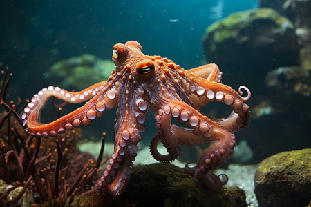 世界海洋日章鱼水下的鱿鱼背景