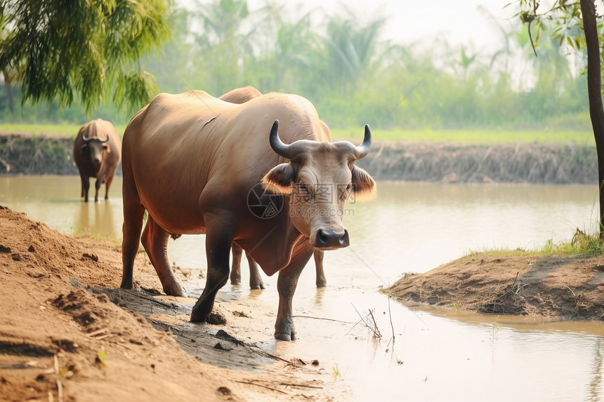 非洲丛林中的野牛图片