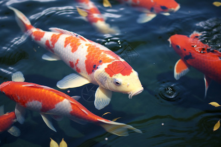 一条条红色的锦鲤鱼背景图片