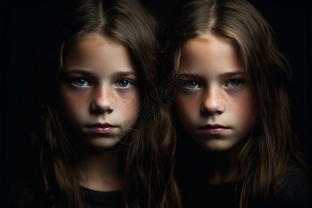 外国双胞胎女孩背景图片