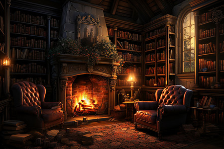 温暖的书房图片