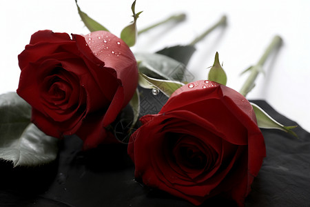 两支红色的玫瑰花背景图片