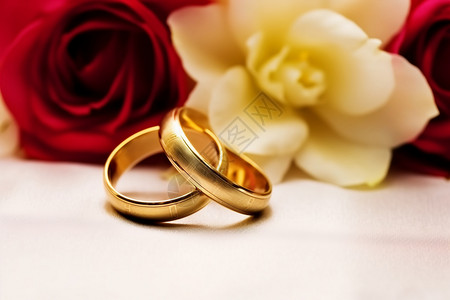 用于求婚的黄金戒指背景图片