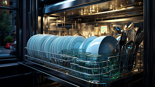 现代化洗碗机背景图片