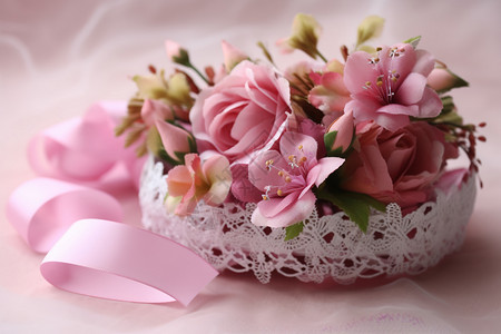 植物装饰丝带婚礼花束背景