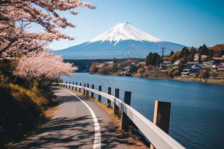 东京富士山东京樱花高清图片