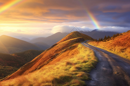 山脉的彩虹图片