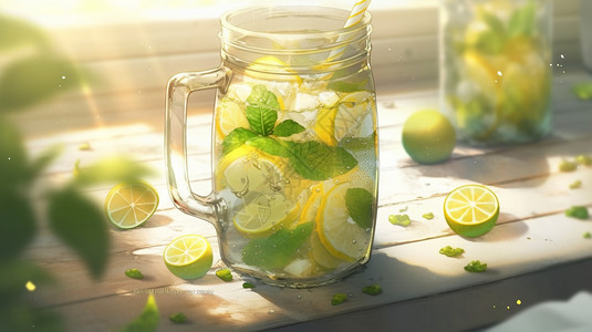 冰凉爽口美味的柠檬水插图插画