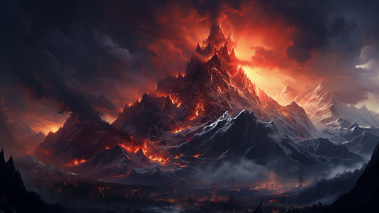 暗黑的火山山脉图片