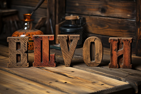 木制排版的字母图片