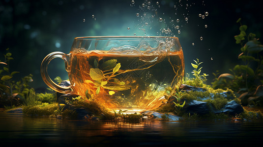抽象柠檬茶创意概念图设计图片