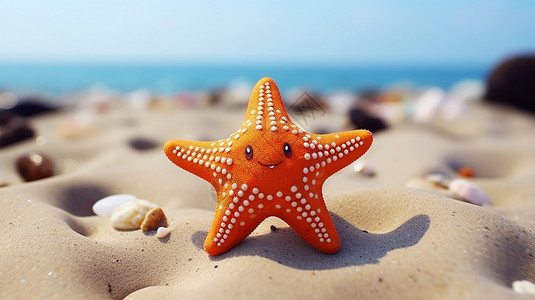 沙滩上可爱的海星背景图片