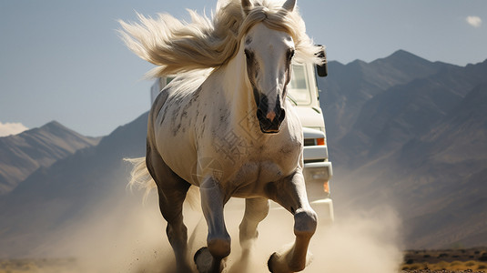 高速奔驰的骏马背景图片