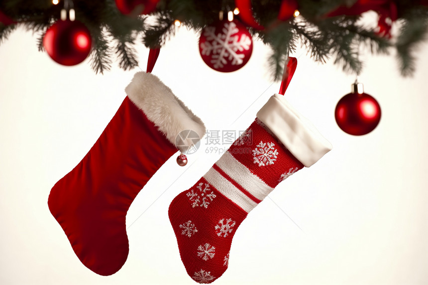 挂着的圣诞袜图片