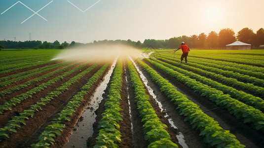 农场中的自动化灌溉图片