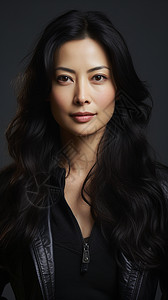 优雅的黑发亚洲女子图片