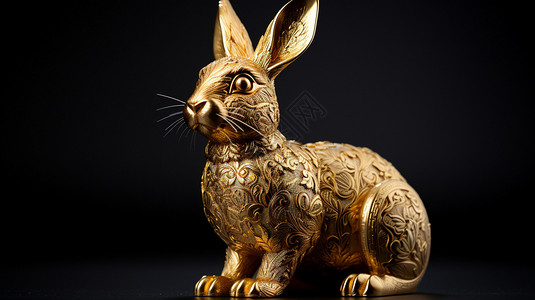黑色兔子金色艺术兔子模型设计图片