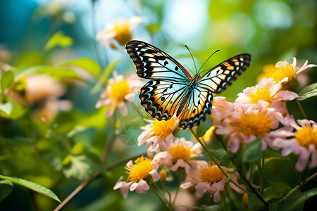 蝴蝶花朵公园里美丽的蝴蝶背景