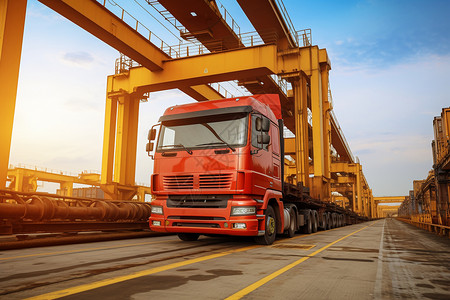 工业运输国际港口的运输卡车图片