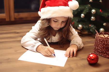 写圣诞卡的孩子图片