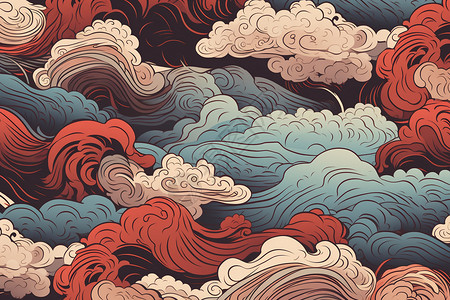 色彩缤纷的无缝云图案背景图片