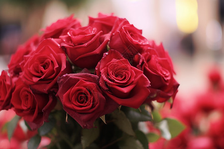 浪漫经典素材红玫瑰花束背景