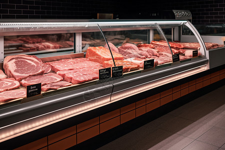 超市肉类柜台高清图片