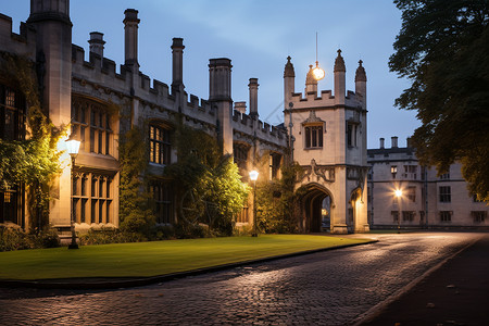 剑桥少儿英语夜晚剑桥大学建筑的景观背景