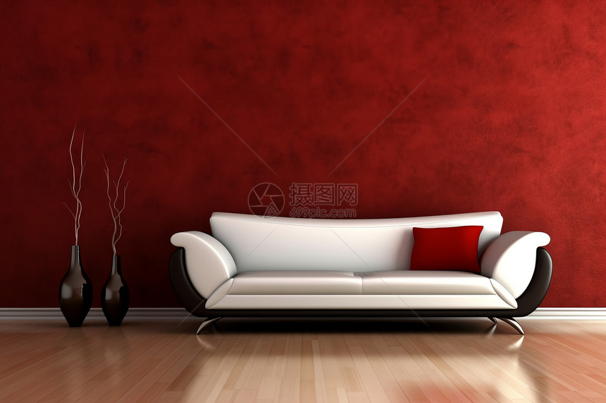 现代家居中的皮制沙发图片