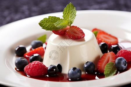 蓝莓果冻蛋糕美味的水果布丁背景