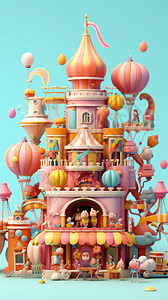 抽象卡通城堡乐园背景图片