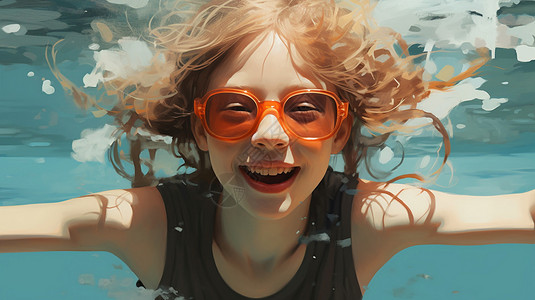 水底游泳的小女孩背景图片