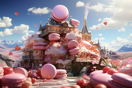世界美食马卡龙的甜点世界设计图片