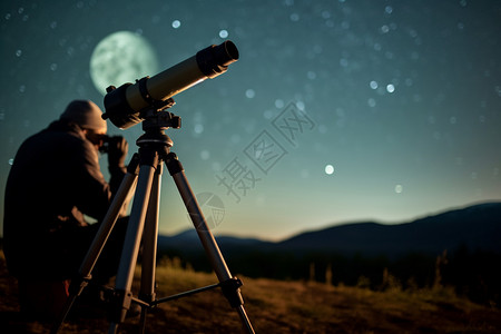 业余天文学家观星高清图片