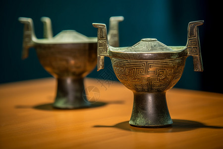 历史文物的青铜杯背景图片