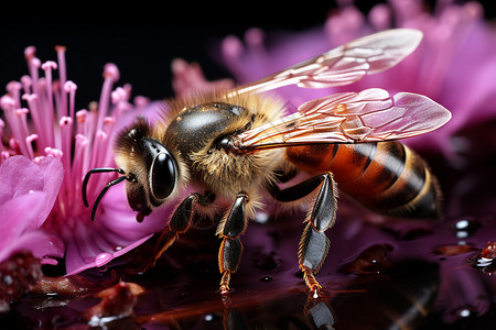 正在采蜜的蜜蜂高清图片