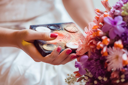 手造时尚的婚礼化妆粉背景