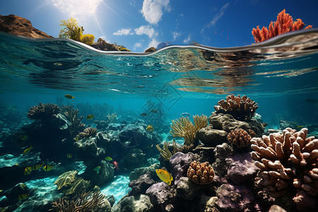 海洋中的生物群高清图片