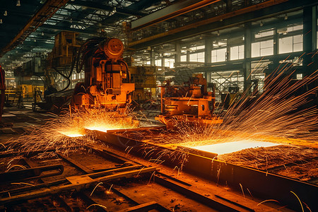 钢铁加工金属加工厂的火花背景